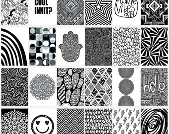 Monochrome Print Bundle...24 A5 Digital Download Prints, Collage Wall, Art Prints, Wall Art, Wall Decor, Printable.