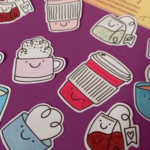 coffee friends sticker set hand made, hand illustrated. small gift illustration cute quirky journal image 7