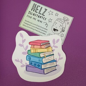 Rainbow coloured book stack - single sticker journal diary notebook laptop bookworm books