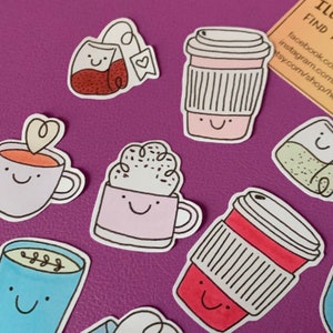 coffee friends sticker set hand made, hand illustrated. small gift illustration cute quirky journal image 2