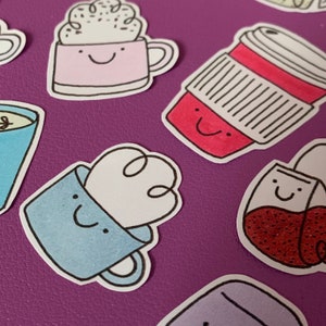 coffee friends sticker set hand made, hand illustrated. small gift illustration cute quirky journal image 6