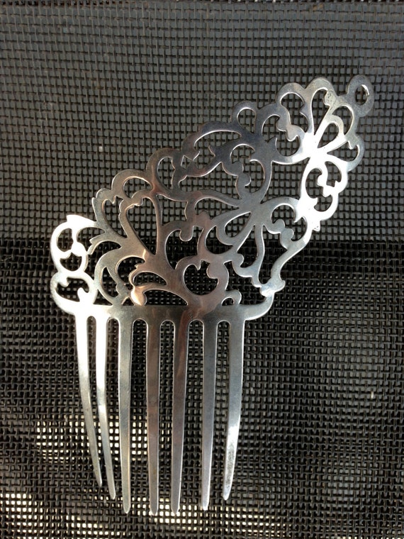Items similar to Ornate ALUMINUM SPANISH Hair COMB on Etsy
