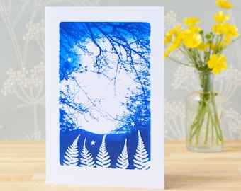 Fern Forest Cyanotype Card, Christmas card 2023, Enchanting Christmas card