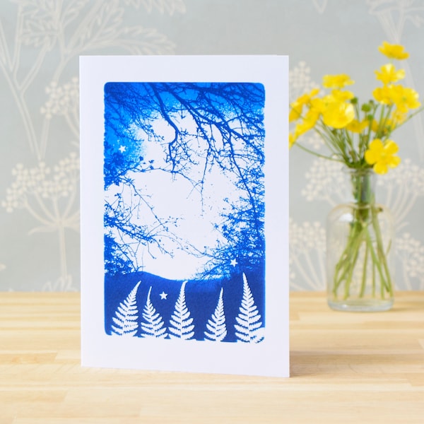 Fern Forest Cyanotype Card, Christmas card 2023, Enchanting Christmas card