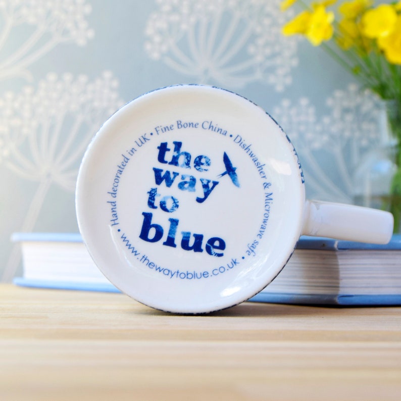 Fine bone china mug Blue Butterfly Meadow, blue and white china, anniversary gift, birthday gift, Mothers Day gift, Friends and family gift image 5