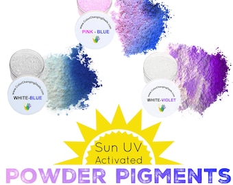 Sun UV Reactive Powder Pigments Photochromic for DIY Color Changing Tumblers Slime T-Shirts Shoes Jewelry Tumblers Arts and Crafts