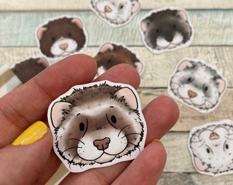 Cute ferret sticker pack | pack of 10 cute Ferret Faces Stickers | Fun Ferret gift