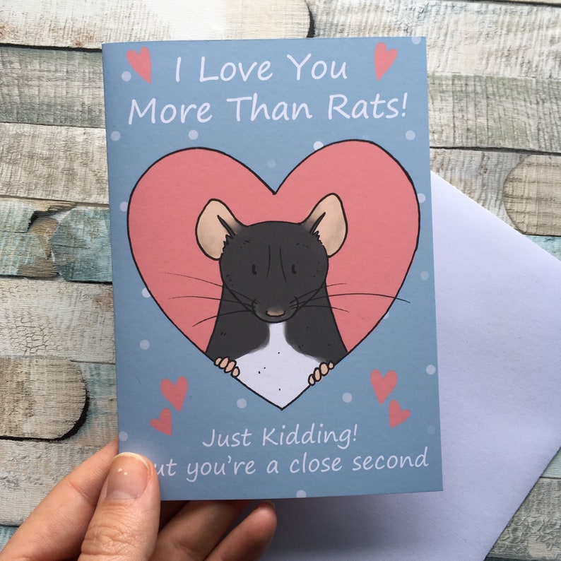 I love you more than rats funny A6 greeting card rat lover Etsy