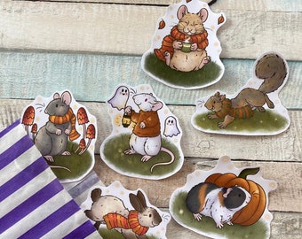 Autumn Animal Stickers | Pack of 6 Animal Stickers | Fun Autumn Animal Glossy Stickers