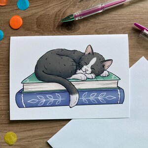 Amoureux des livres | Carte de voeux chat mignon
