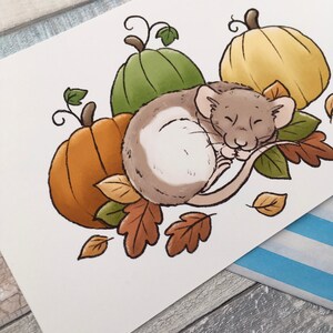 Pumpkin Ratty Art Print A5 And 6 x 4 Sizes Cute Pet Rat Art Print Fancy Rat Wall Art Gift image 4