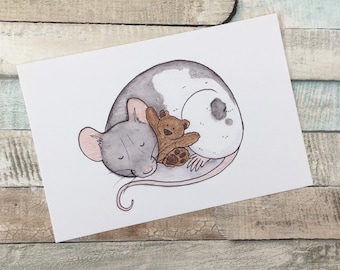 Teddy Rat Art Print, Fancy Rat Illustration, Wall Art, Rat Lover Gift