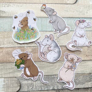 Spring Rat Sticker Pack | Set of 6 Cute Rat Stickers | Fun Spring Themed Fancy Rat Stickers