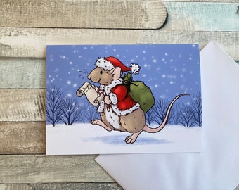 Santa Boggles | Cute Pet Rat Christmas Card