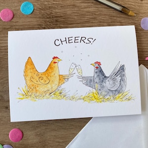 Vive les poulets | Carte mignonne de célébration de poule | de voeux vierge de poule | Fêtes de poule