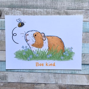 Bee Kind Guinea Pig Art Print | Cute Guinea Pig Art Print |  Guinea Pig Gift