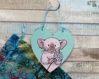 Daisy Rat | Cute Rat 10cm Hanging Heart Decoration | Rat Valentines Day Gift