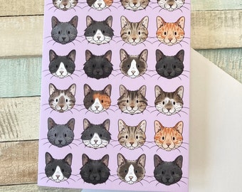 Cat Faces | Cute Cat Greeting Card |