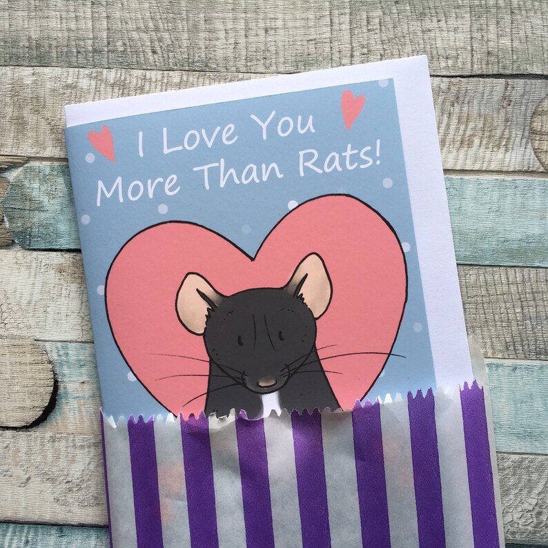 i love you more than rats funny a6 greeting card rat lover