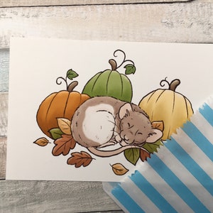 Pumpkin Ratty Art Print A5 And 6 x 4 Sizes Cute Pet Rat Art Print Fancy Rat Wall Art Gift image 3