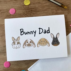 Papa lapin | Carte de voeux vierge de lapin | Cadeau lapin papa