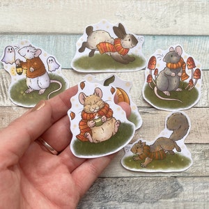 Autumn Animal Stickers Pack of 6 Animal Stickers Fun Autumn Animal Glossy Stickers image 2