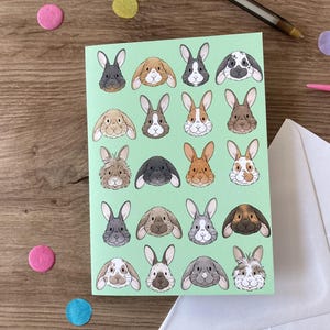 Bunny Faces | Cute Rabbit Greeting Card | Blank Bunny Greeting Card