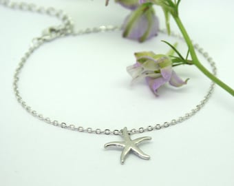 Starfish bracelet, wedding bracelet, girls bracelet, charm bracelet, beach bracelet, girls gift, surf bracelet, bracelet with charms.