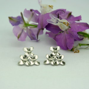 Flower cluster earrings, brides earrings, bridesmaid earrings, flower studs, cherry blossom earrings, forget me not earrings, silver studs image 3