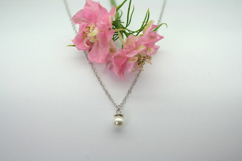 Pearl drop necklace, bridal necklace, swarovski pearl necklace, pearl necklace, bridesmaid necklace, wedding necklace, pearl pendant image 8