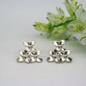 Flower cluster earrings, brides earrings, bridesmaid earrings, flower studs, cherry blossom earrings, forget me not earrings, silver studs image 5