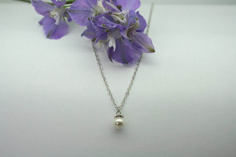 Pearl drop necklace, bridal necklace, swarovski pearl necklace, pearl necklace, bridesmaid necklace, wedding necklace, pearl pendant image 9