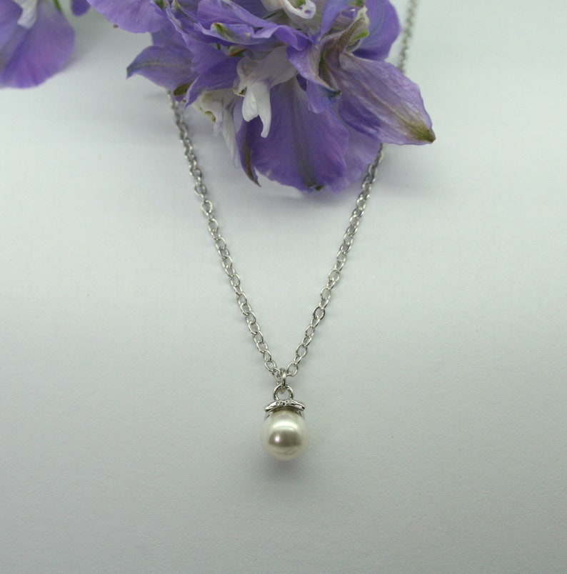 Pearl drop necklace, bridal necklace, swarovski pearl necklace, pearl necklace, bridesmaid necklace, wedding necklace, pearl pendant image 2