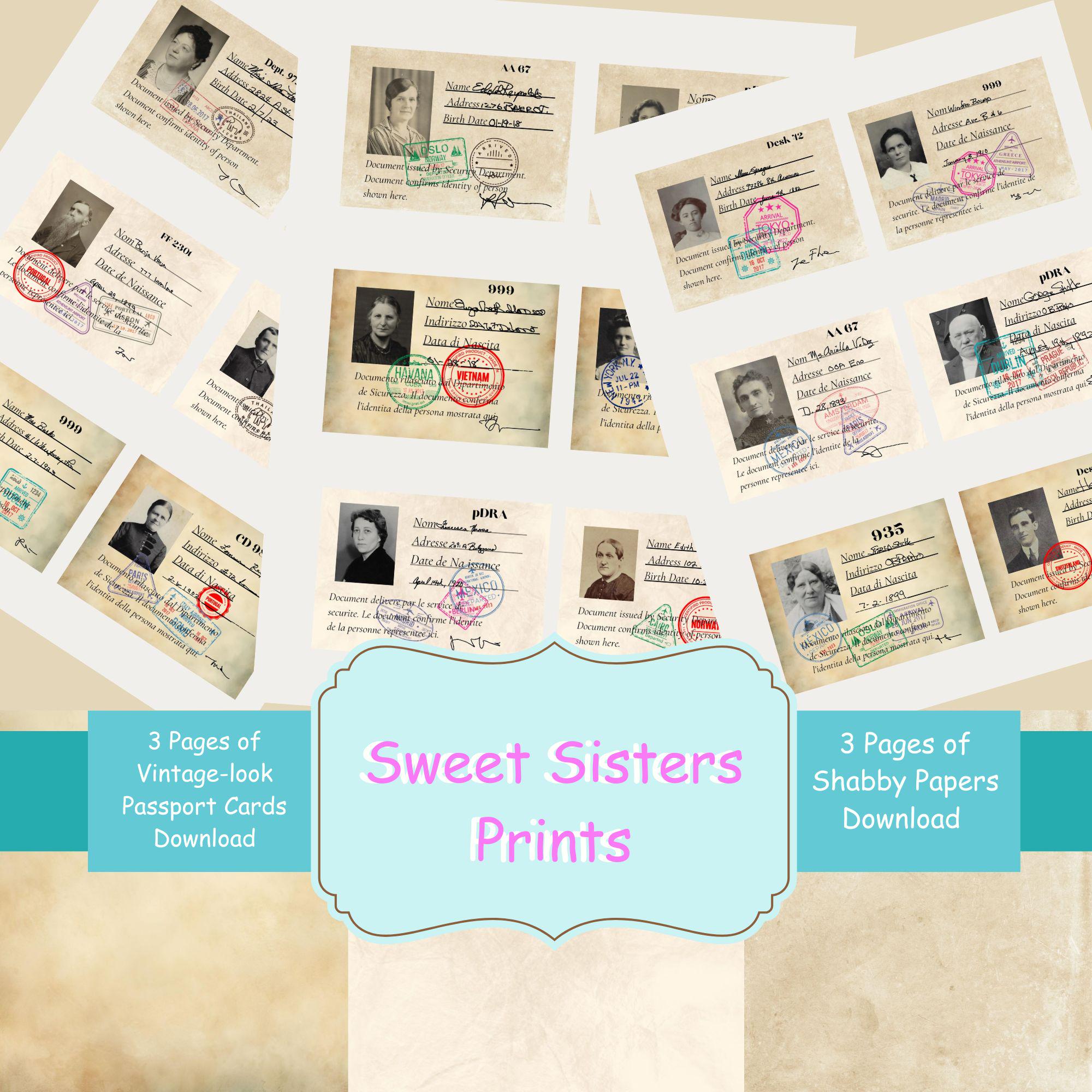 Vintage Passport Cards, Old ID Cards, Download Fun for Junk Journals, Great Addition to your projects.