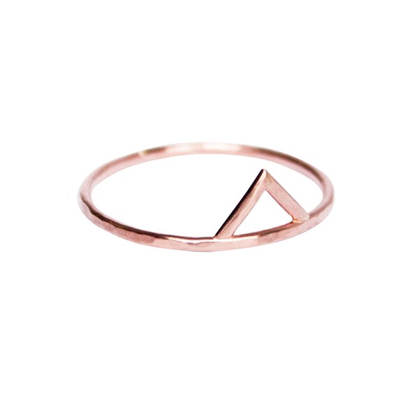 Thin Rose Gold Spike Ring, Gold Ring, Simple Rose Gold Ring, Thin Pink Gold Band, Dainty Jewelry, Geometric Jewelry