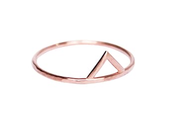 Thin Rose Gold Spike Ring, Gold Ring, Simple Rose Gold Ring, Thin Pink Gold Band, Dainty Jewelry, Geometric Jewelry