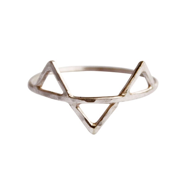 Three Spikes Ring, Thin Silver Ring, Geometric Jewelry, Triangles Ring, Simple Silver Jewelry, Minimalist Jewelry