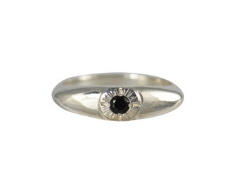 Bright Eye Ring, Eye Ring, Evil Eye Ring, Third Eye, Black Spinel Jewelry, sterling silver ring