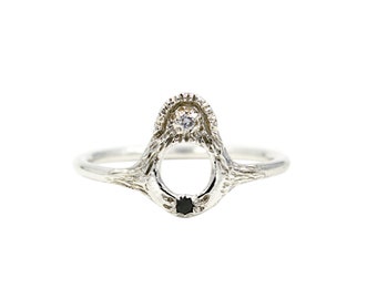Light in the Dark Diamond Ring, Ring with Small Diamonds, Black and White Diamond Jewelry, Positive Energy Jewelry