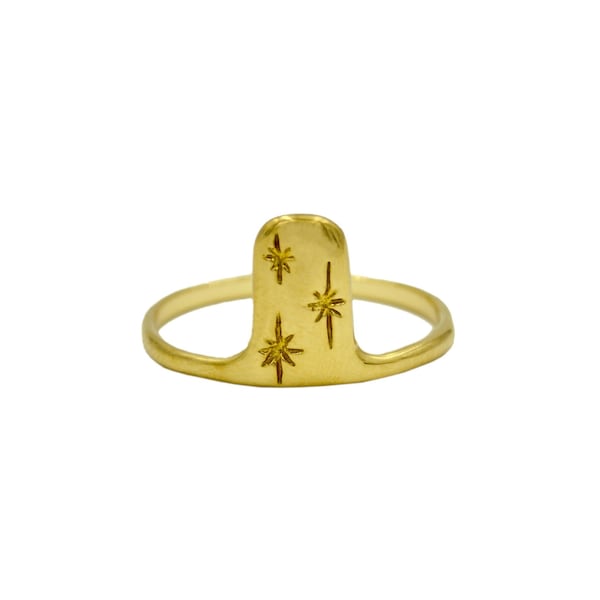 14k Gold Night Ring, 14k Stars Ring, Simple Gold Star Ring, Nature Ring, Thin Star Ring, Thin Gold Ring, Starry Sky Ring, Minimal Ring