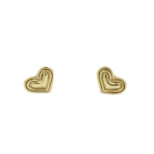 14k Gold Little Heart Earrings, Gold Heart Earrings, Small 14k Heart Studs, Love Heart Jewelry, Small Gold Stud