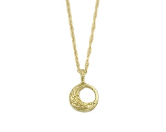 14k Gold Little Moon Necklace, Crescent Moon Pendant, Celestial Jewelry