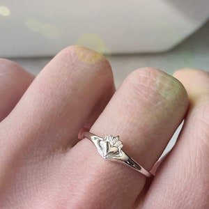 Silver Claddagh Ring, Irish Ring, Heart Ring, Heart Crown and Hands, Sterling Silver Rings image 2