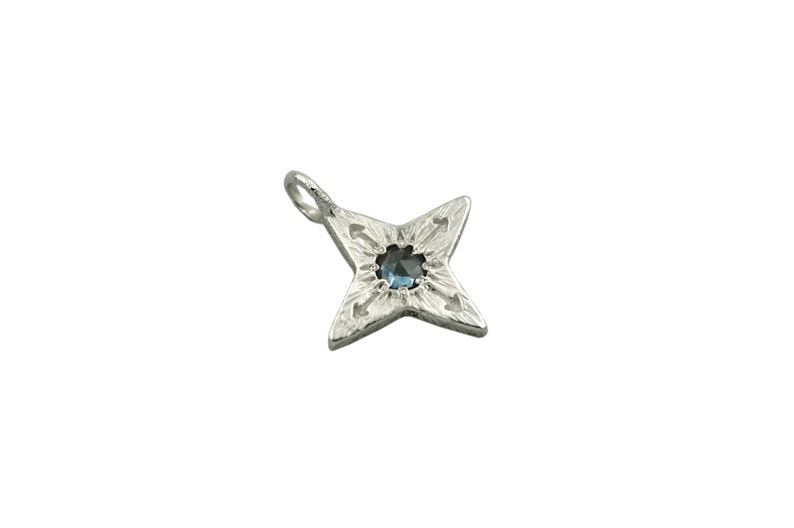 Colgante de estrella de brújula de plata, granate de rodolita, colgante de estrella de ópalo o zafiro de Montana, collar de piedras preciosas imagen 3