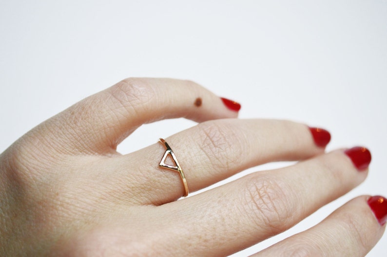 Thin Gold Spike Ring, Simple Ring, Delicate Ring, Triangle Ring, Dainty 14k Ring, Thin Gold Ring, Geometric Ring image 4