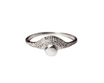 Hand Carved Sterling Silver Sun Ring, Geometric Minimalist Band