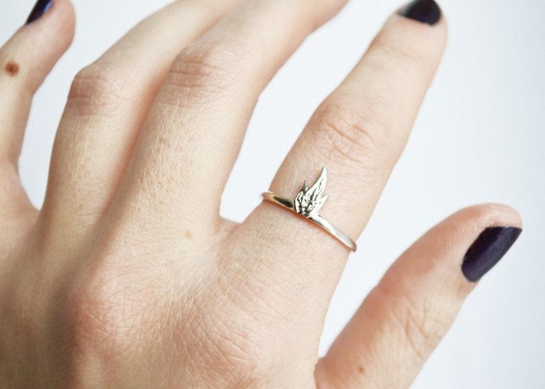 Fire Ring, Flame Ring, Simple Ring, Fire Sign, Thin Sterling Silver Band, Gift for her image 3