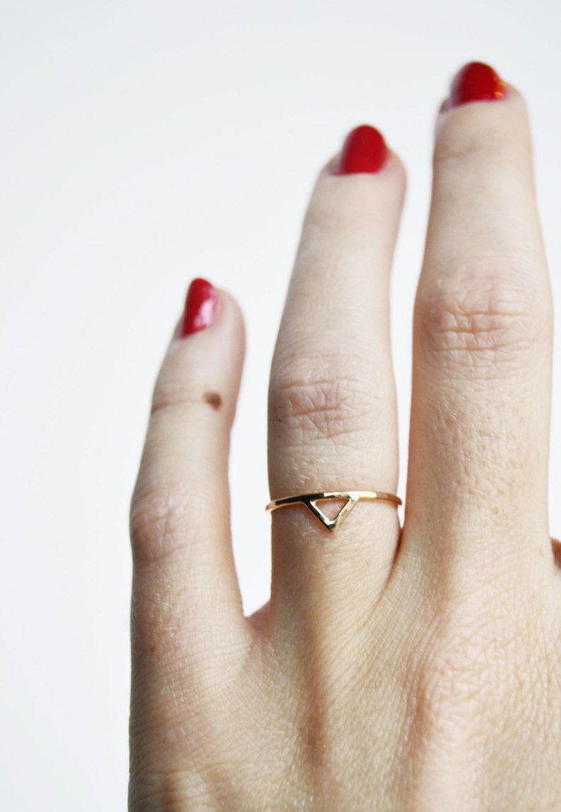 Thin Gold Spike Ring, Simple Ring, Delicate Ring, Triangle Ring, Dainty 14k Ring, Thin Gold Ring, Geometric Ring image 5