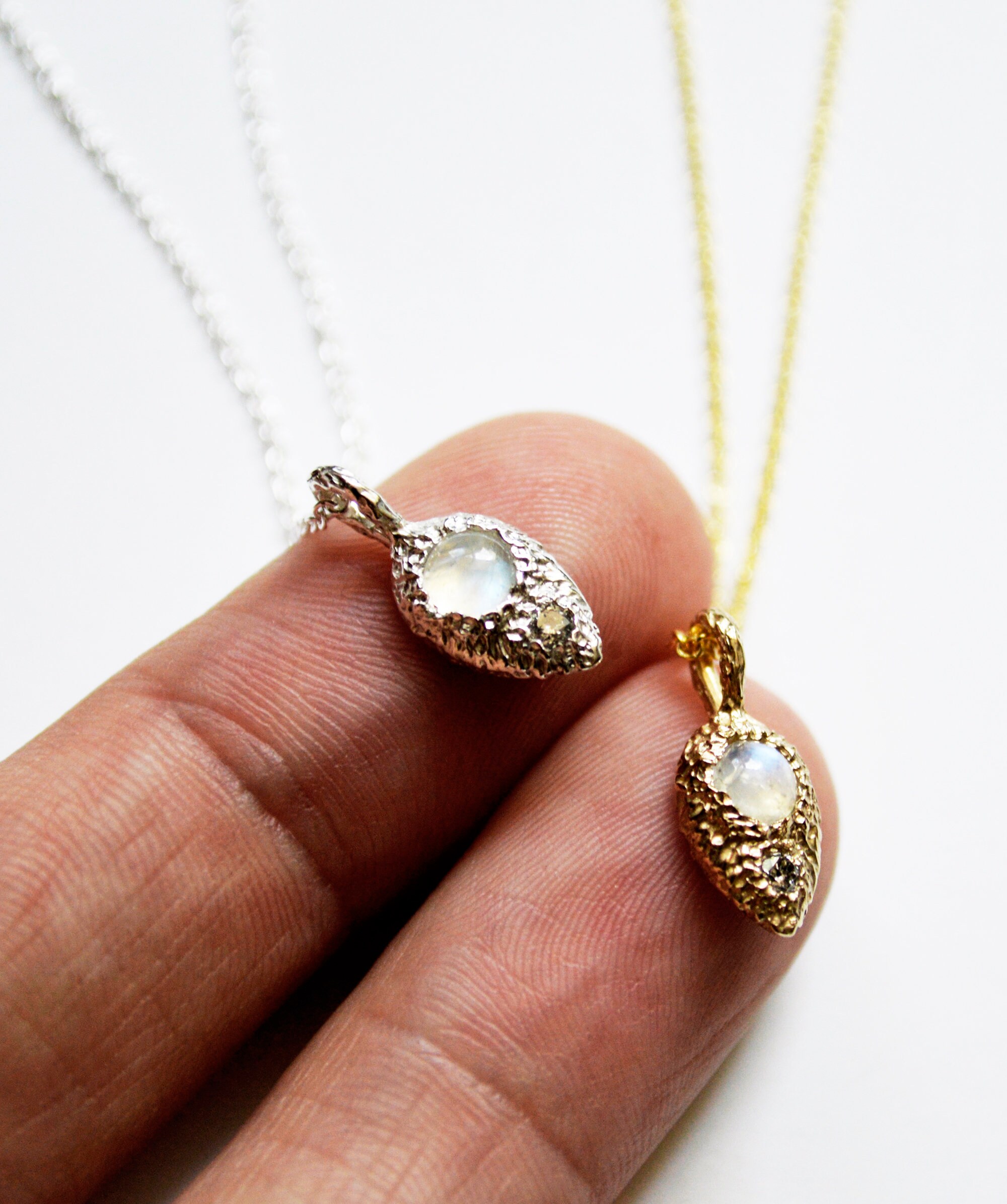 14k Beacon Necklace Diamond Necklace Small Diamond Pendant Etsy