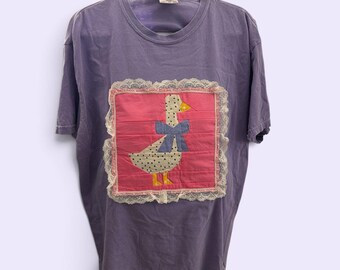 XL comfort colors goose quilt block upcycled t-shirt